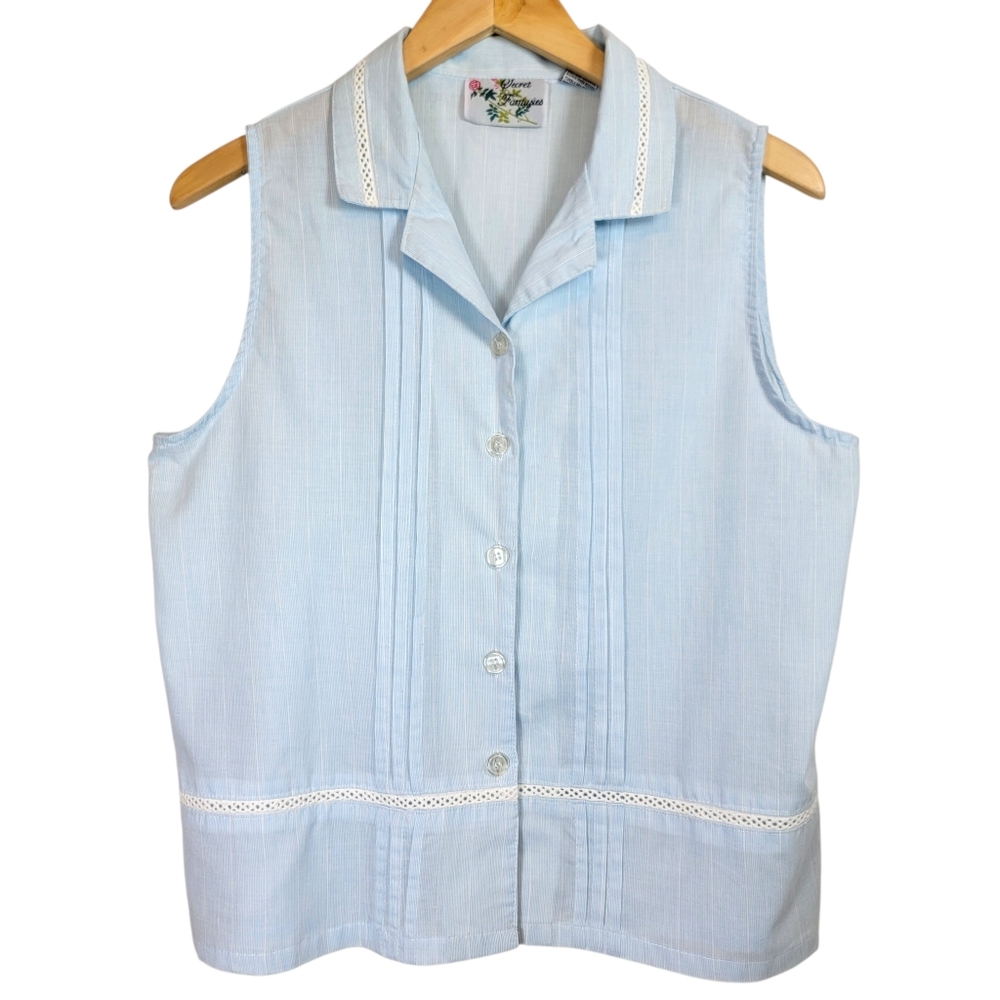 Sectet Fantasies Sleeveless Collar Top Sz M Cottagecore Coquette Romantic Brunch
